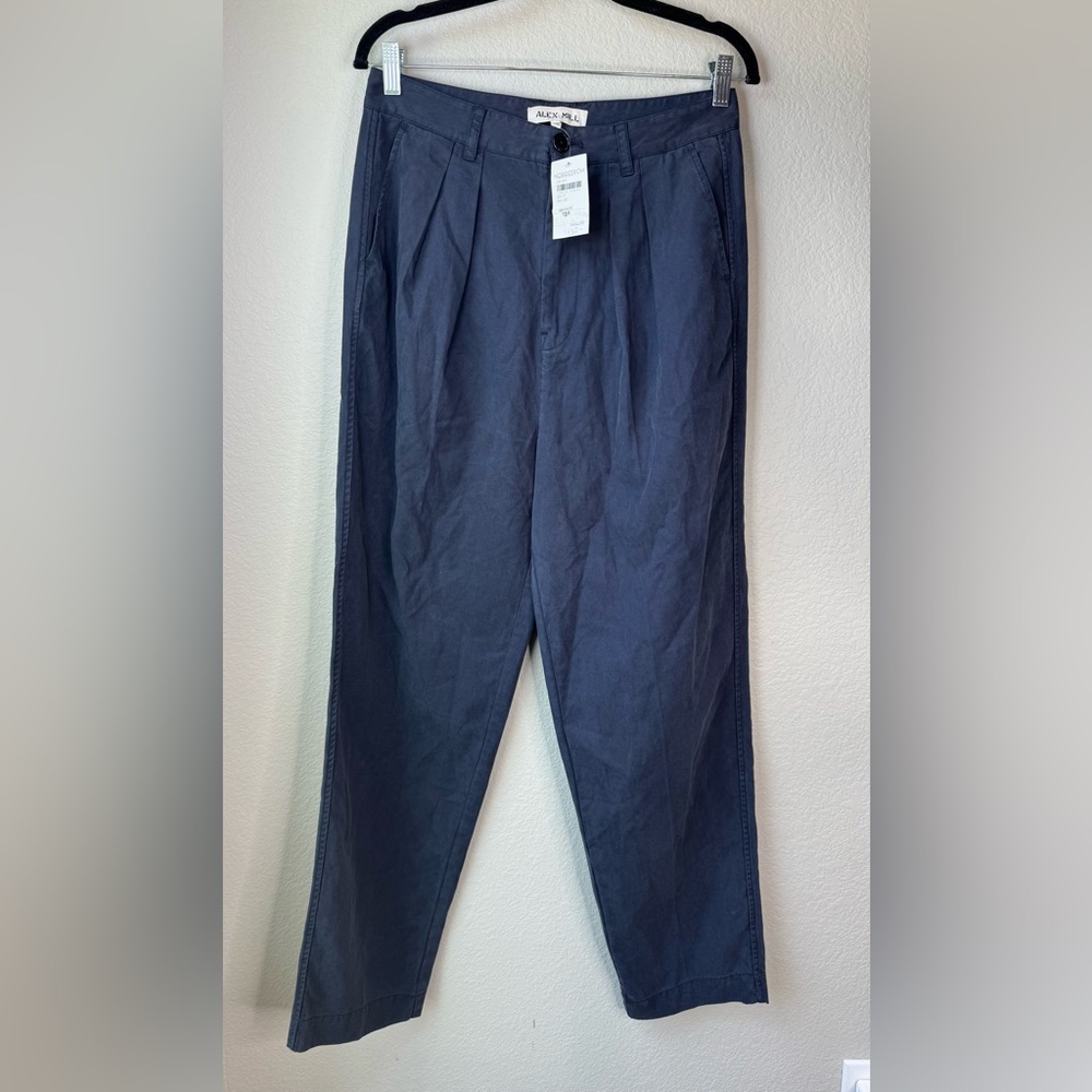 Alex Mill Keaton‎ High Rise Cotton Lyocell Pleated Straight Leg Trouser Pants 8